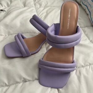 Fashion to Figure Purple Puffy Heeled Sandals wide